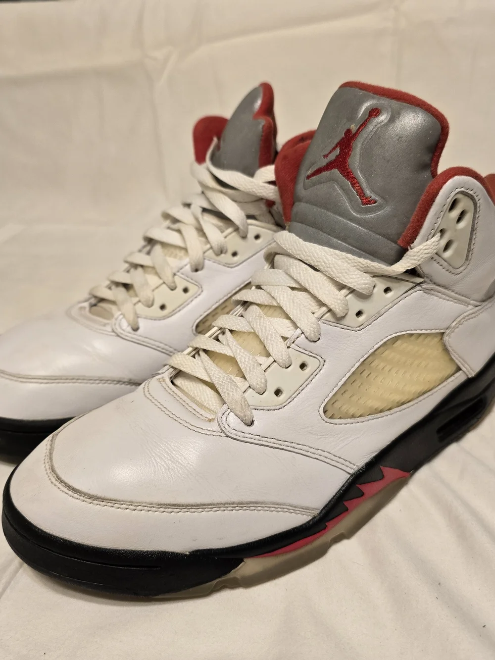 Jordan 5 Retro White Red Men's Basketball Shoes